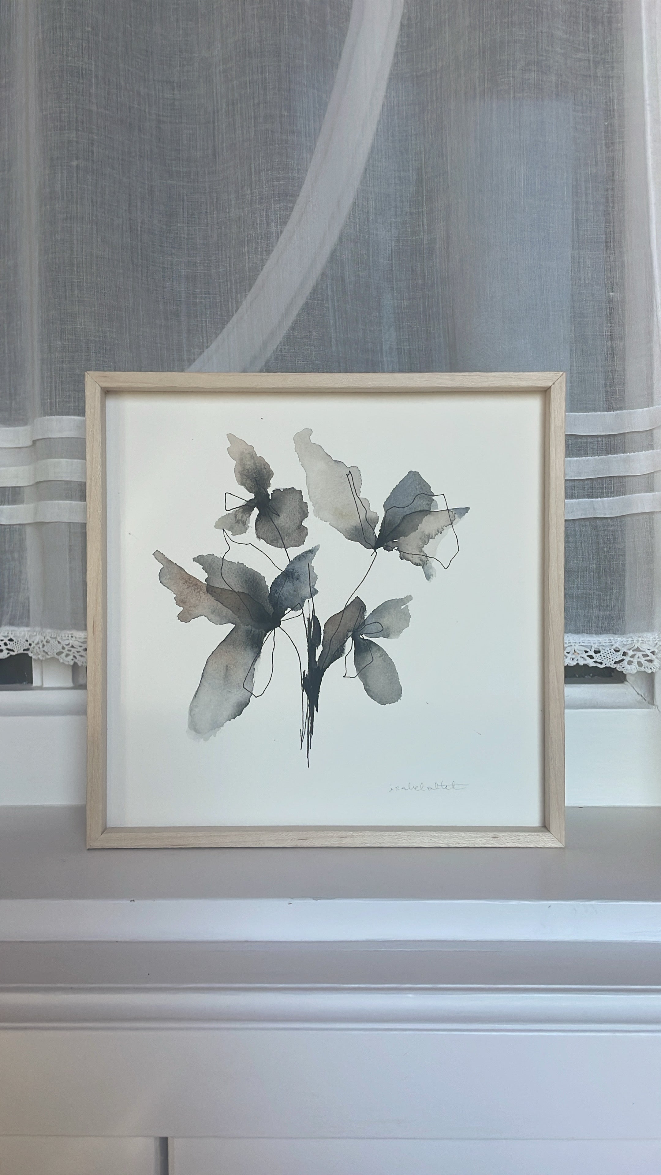 Cuadro pintado a mano de 20x20c para rincones con encanto. Pintado en acuarela en todos grises