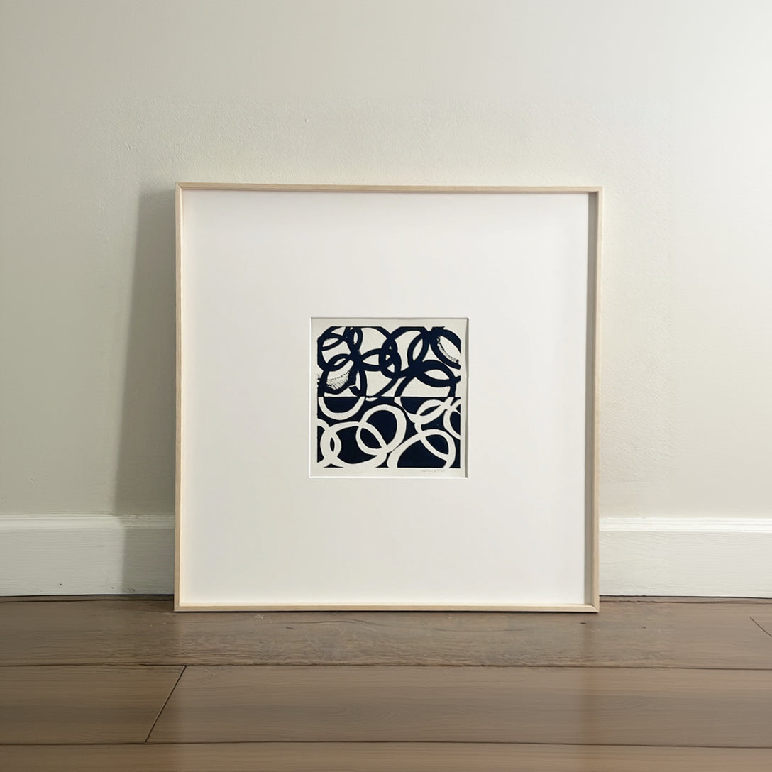 Cuadro original abstracto tinta negra composición minimalista