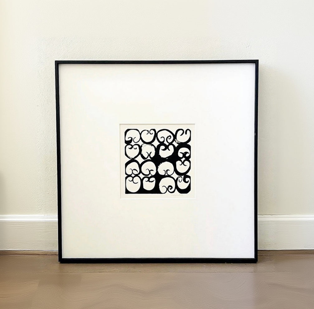 Arte minimalista y abstracto en blanco y negro hecho a mano