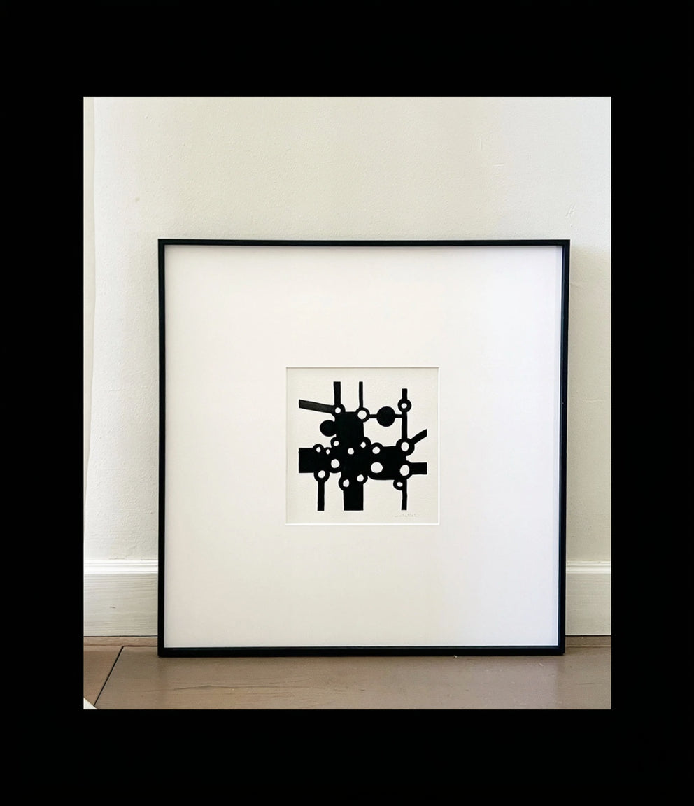 Arte en blanco y negro minimalista para salon o pasillo, 50x50cm