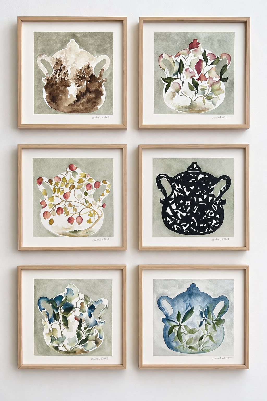 Conjunto de cuadros decorativos pintados a mano para la cocina o el comedor