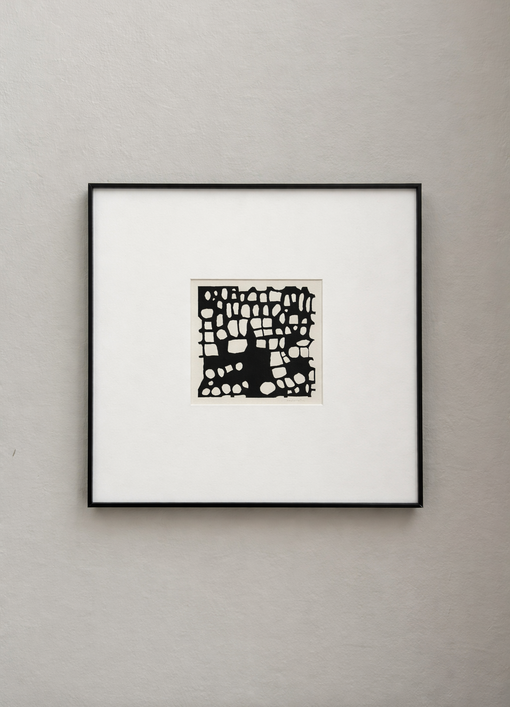 Arte para salón pintado a mano en blanco y negro cuadrado 50x50cm