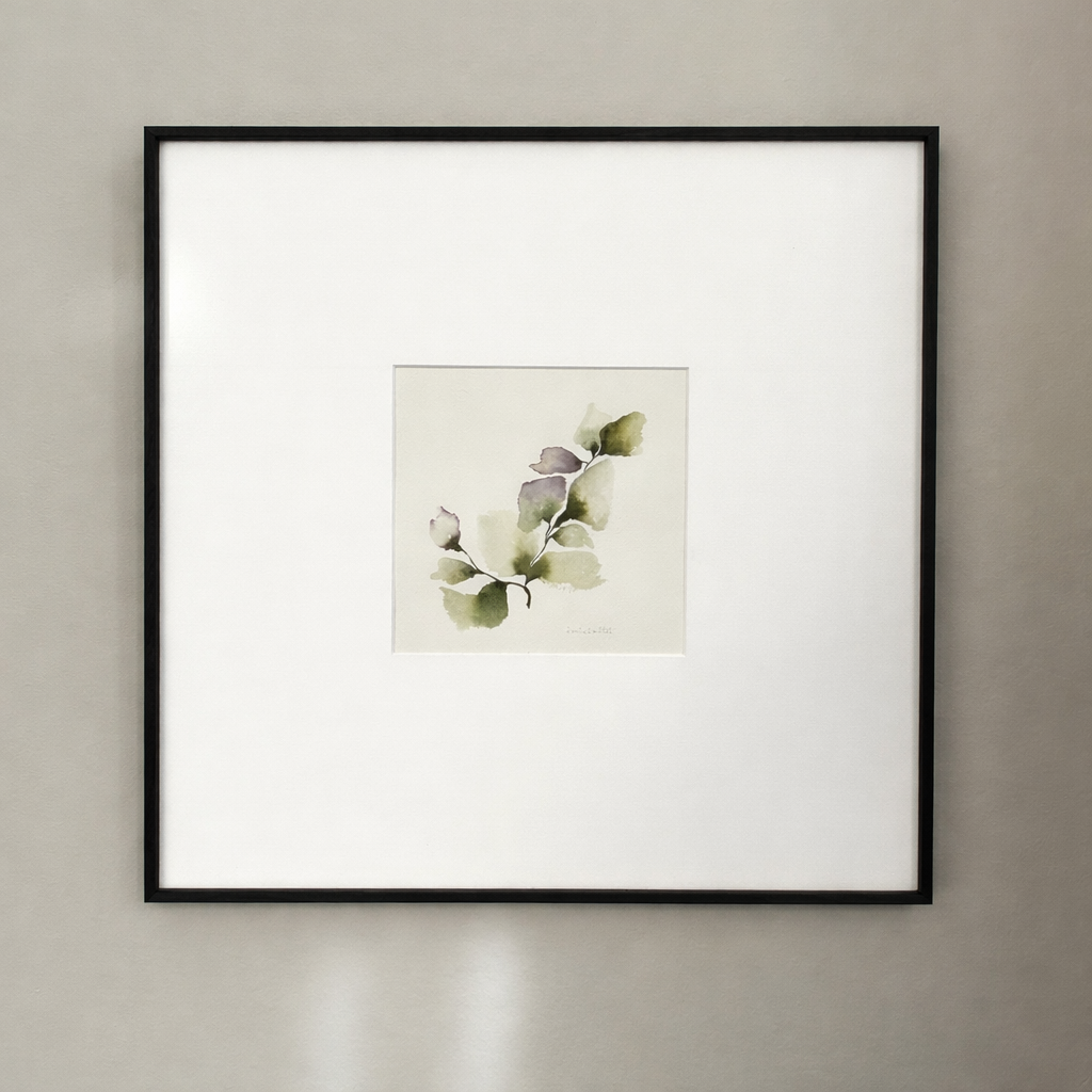Cuadro motivos botánicos, cuadrado, de 50x50cm, obra original de Isabel Altet