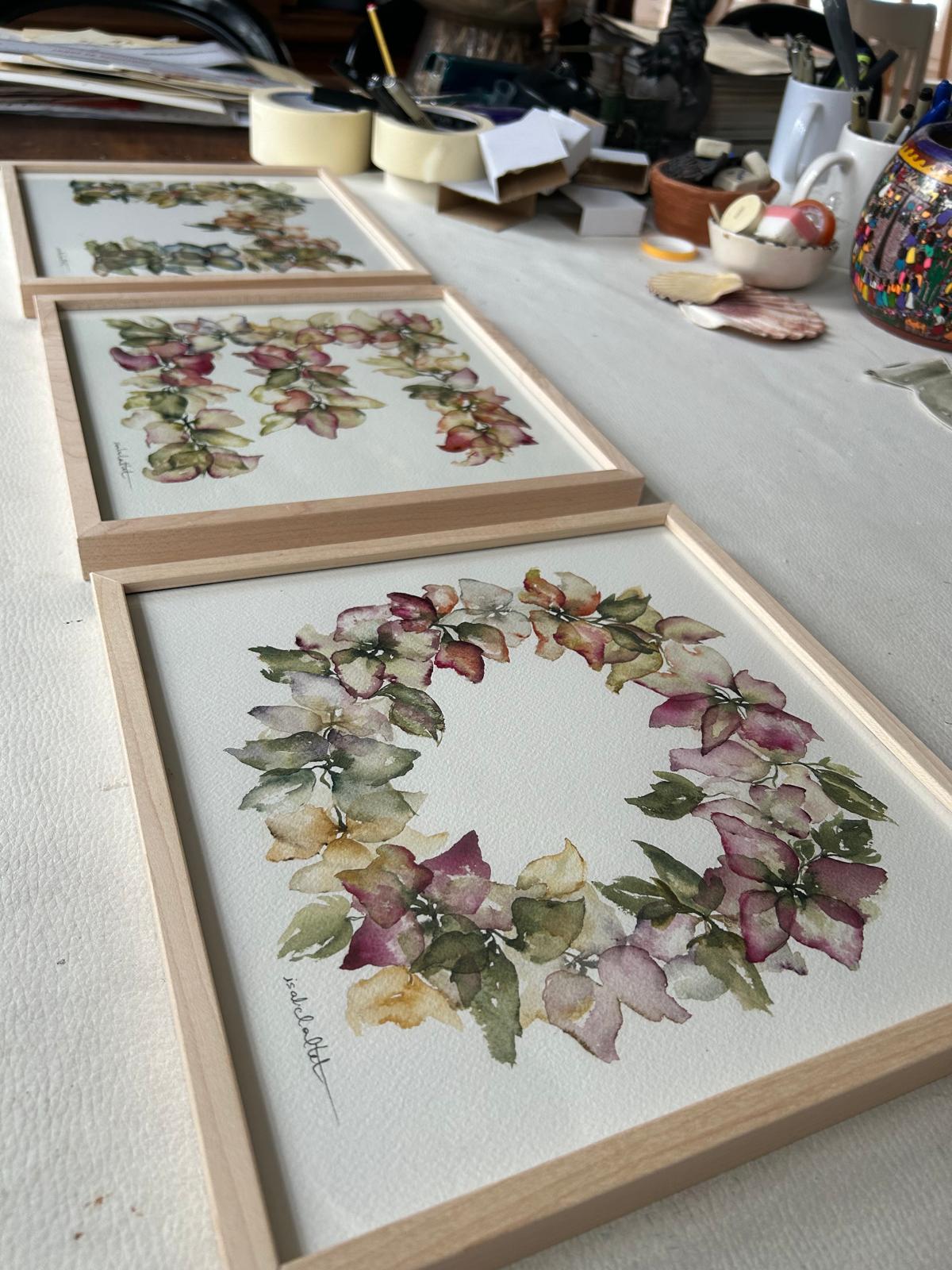 Cuadros decorativos de iniciales personalizadas para bebé, pintadas en acuarela