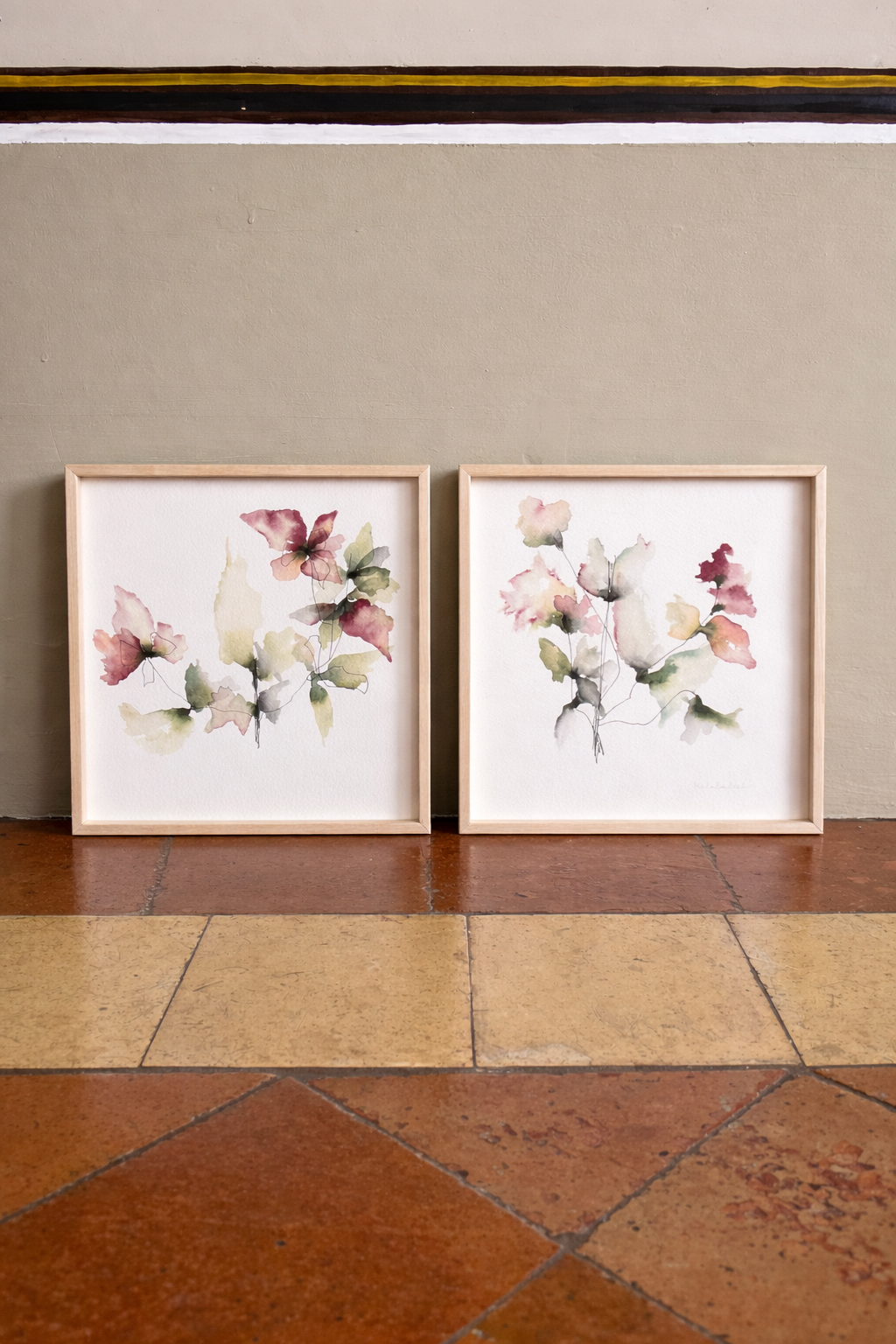 Pareja de cuadros decorativos, pequeños, de 20x20cm, para estanterías, mesitas de noche o rincones con encanto