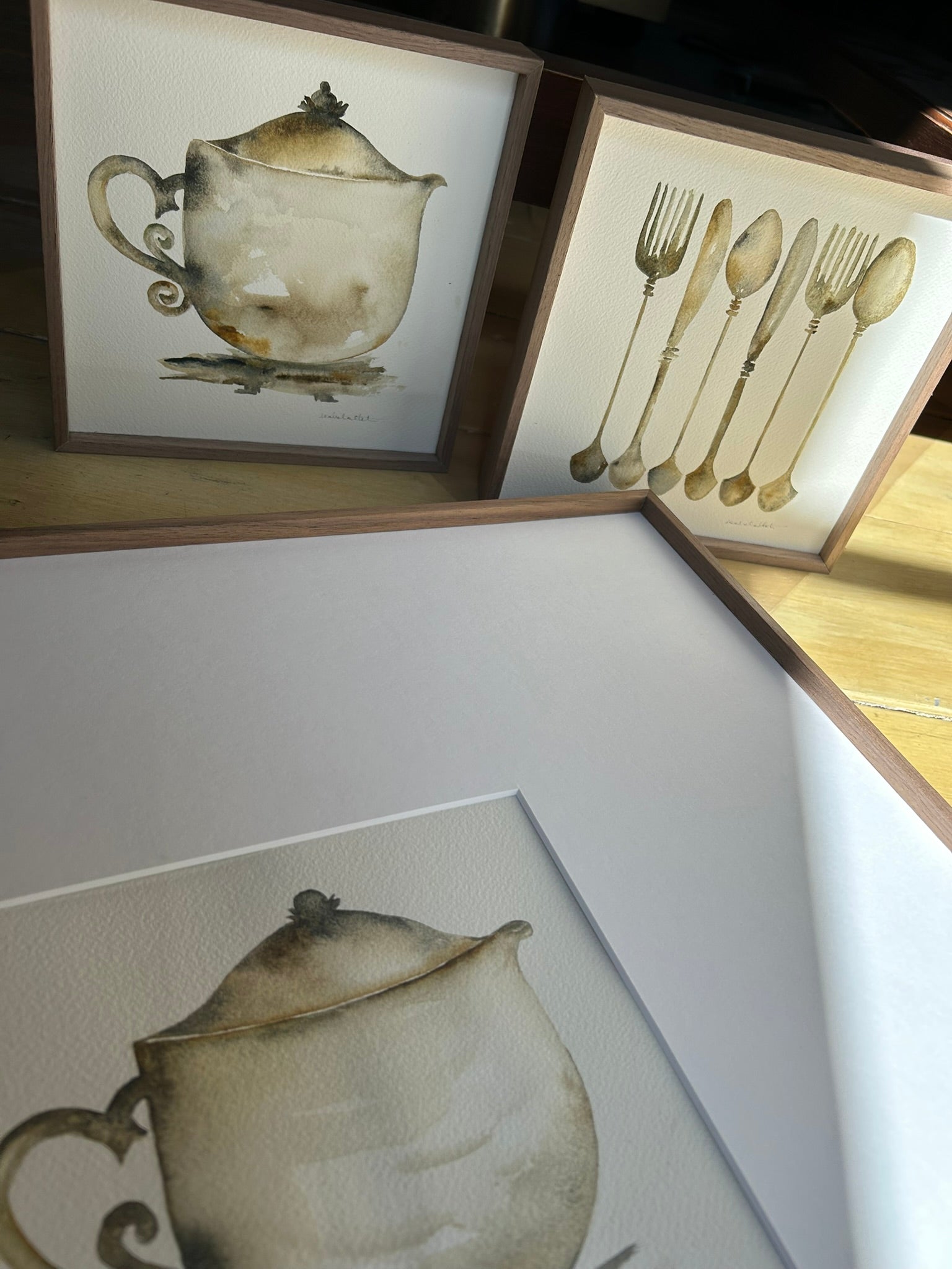 Cuadros pintados a mano para decorar cocina o comedor de casa, en tonos neutros