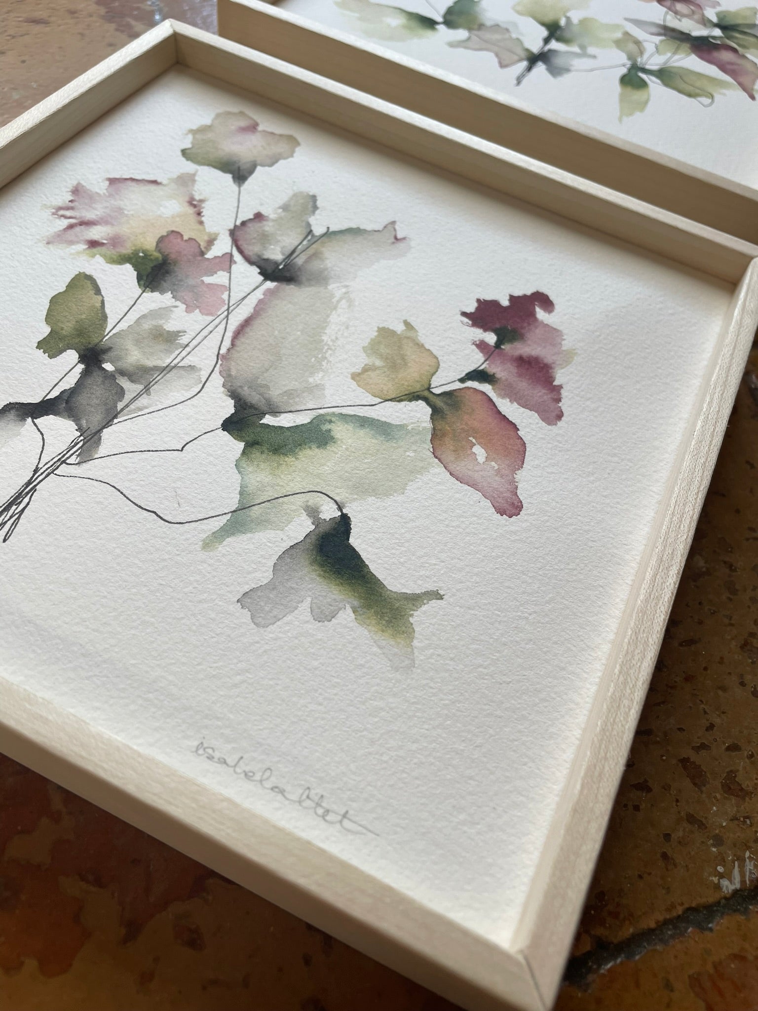 Cuadro original pintado en acuarela de Isabel Altet para decorar estanterías, mesitas de noche o rincones románticos