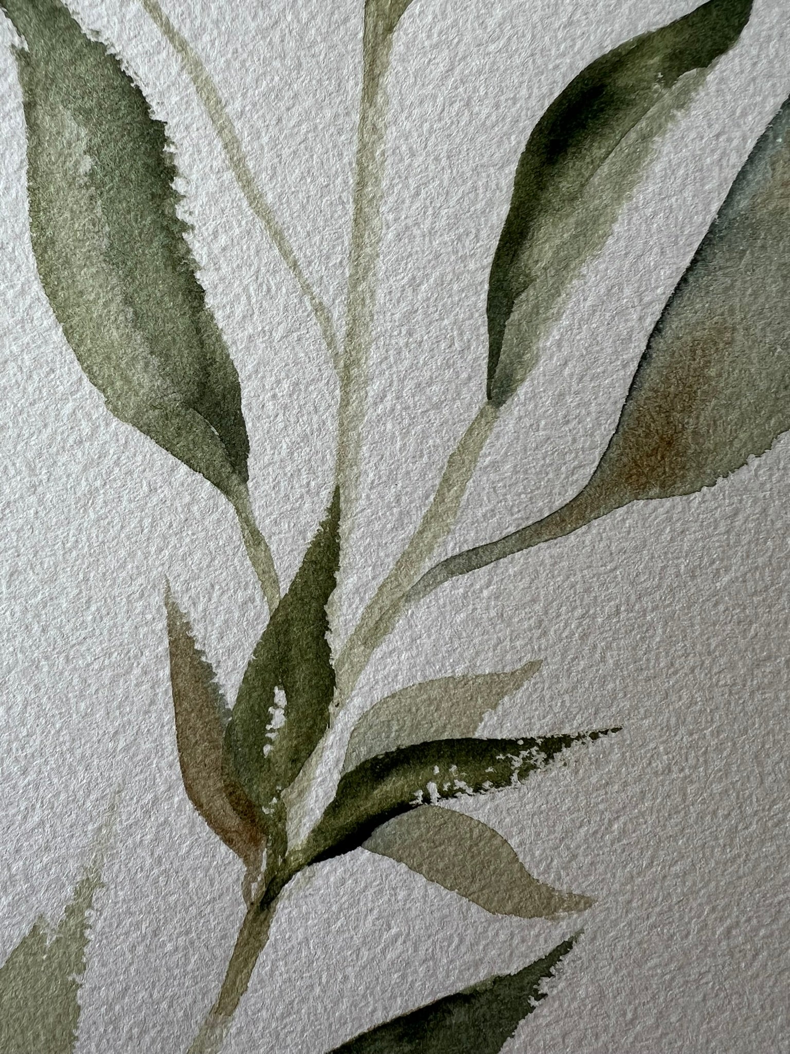 Detalle pintura hojas verdes