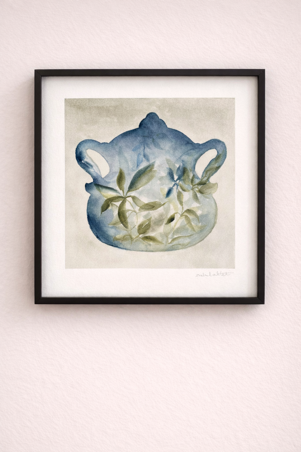 Pintura decorativa para cocina o comedor, tetera de color azul