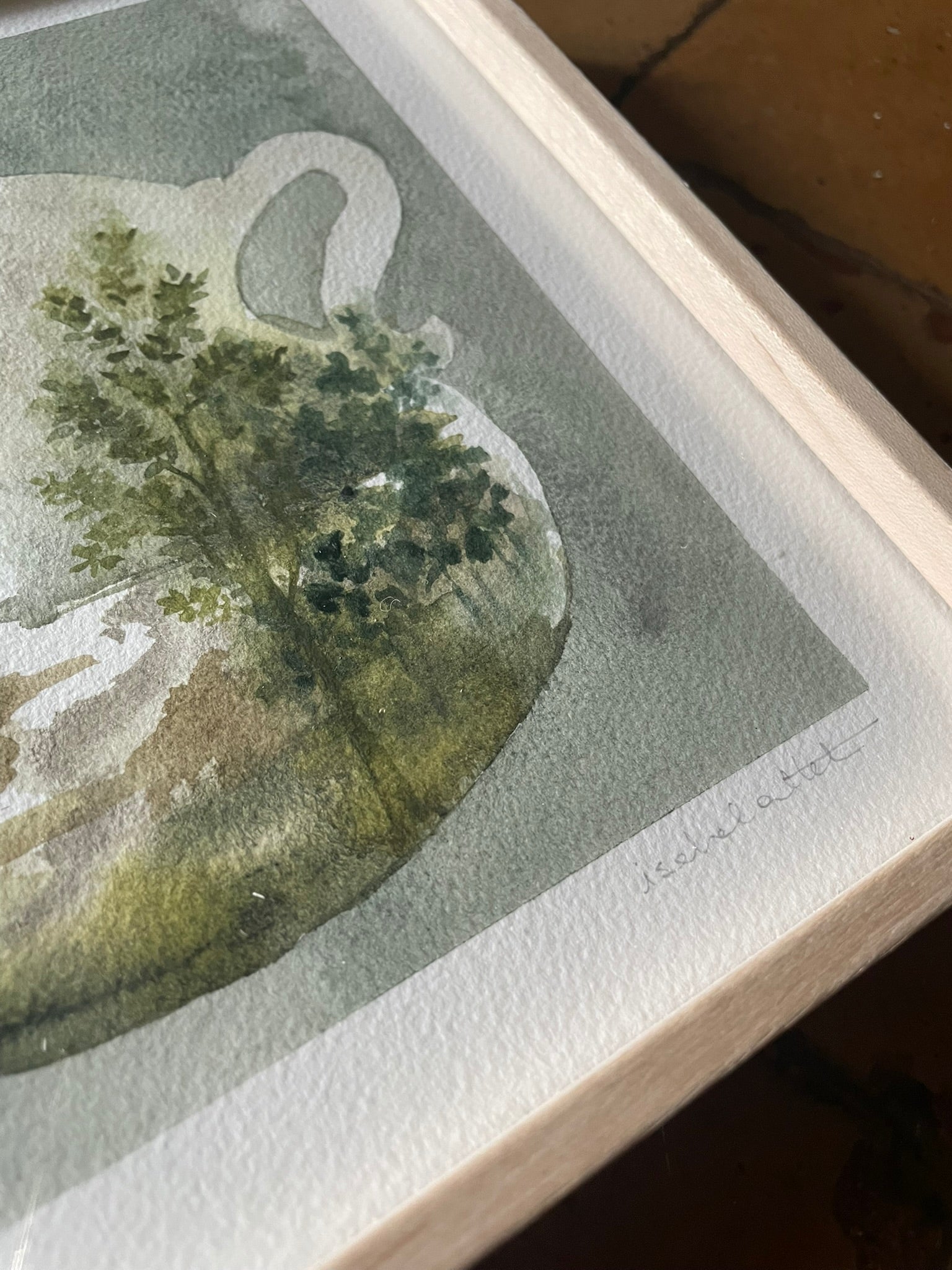 Detalle de la textura del papel del cuadro decorativo de Isabel Altet para la cocina o el comedor